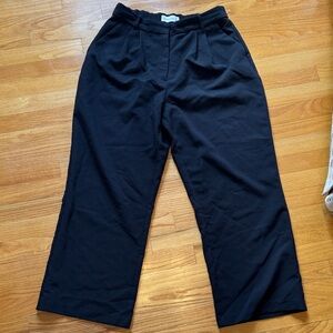 Abercrombie & Fitch Black Wide-Leg Pleated Trousers